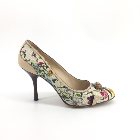 gucci floral heels